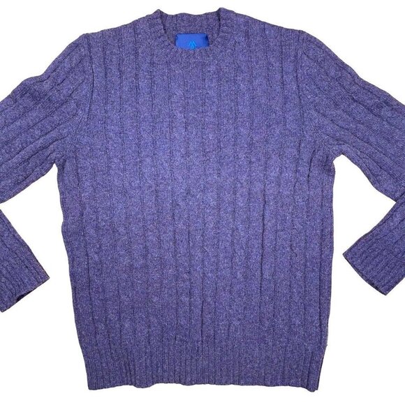 Martin + Osa MEDIUM Purple Wool/Nylon/Cotton Fisherman Cableknit Sweater - Picture 3 of 6